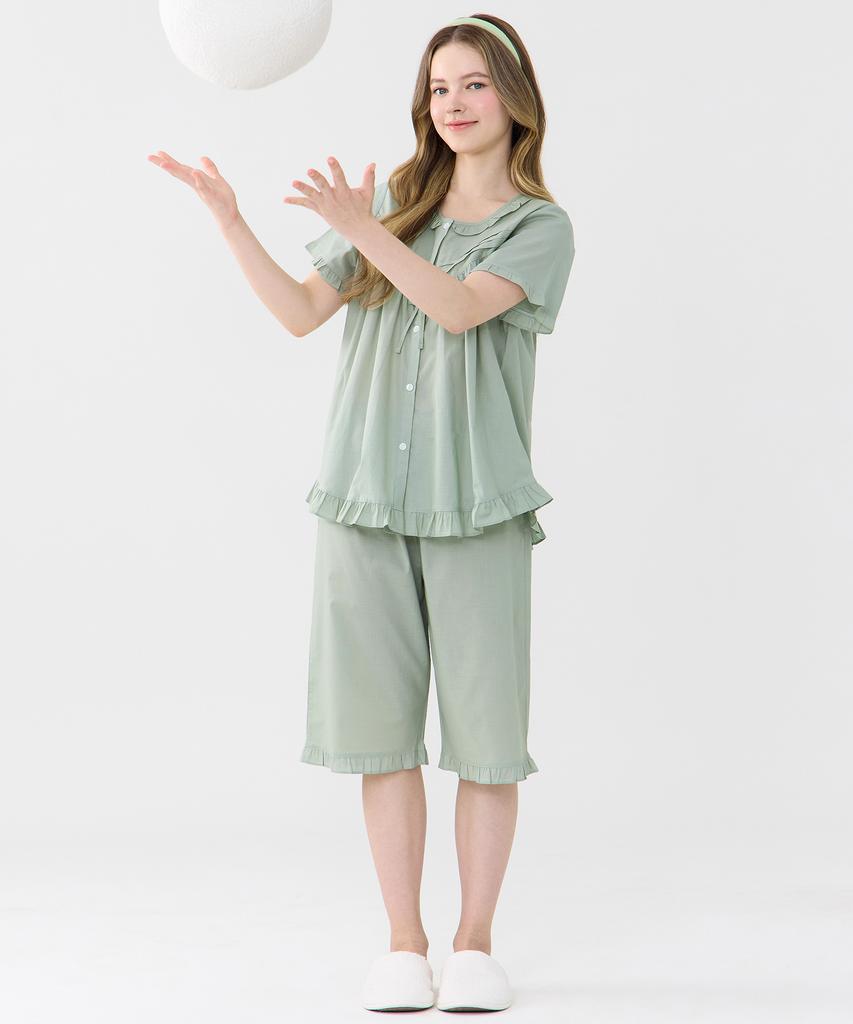 Meipeullawo Classic Mint Short Sleeve Pure Cotton Women'S Plus Size Pajama Set