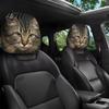 Humorous Car Seat Protectors Scary Ghost Face Headrest Covers Funny Expression Auto Spooky Cartoon Decoration for SUV Truck Elastic Vehicle Interior