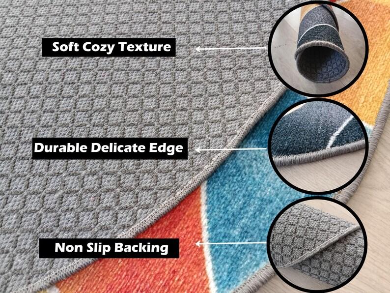 Floral Patterned Non-Slip Washable Rug Stylish Contemporary Living Room Carpet Durable Cozy Area Runner Mat for Home Decor