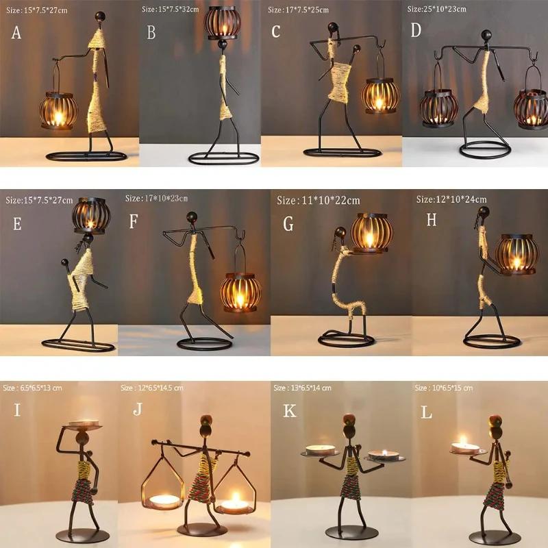 Abstract Character Sculpture Candle Holder Nordic Metal Candlestick Decor Handmade Figurines Home Decoration Art Gift