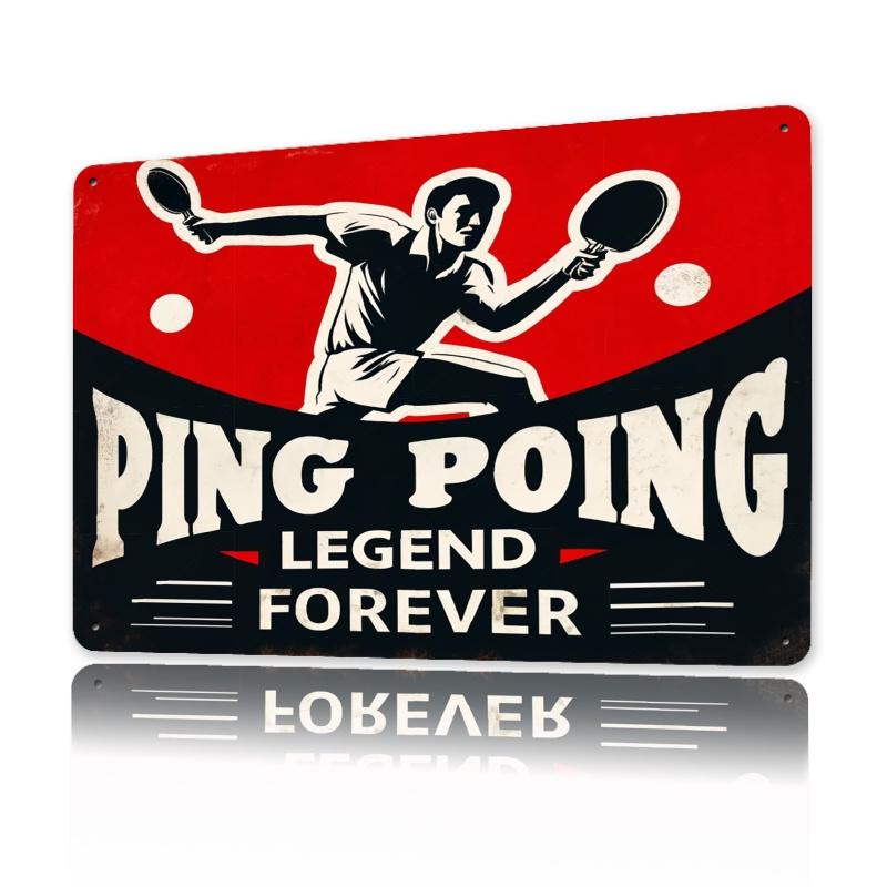 Vintage Pong Legend Metal Tin Sign Retro Wall Art for Table Tennis Enthusiasts Unique Gift Sports Lovers Room Home Gym B