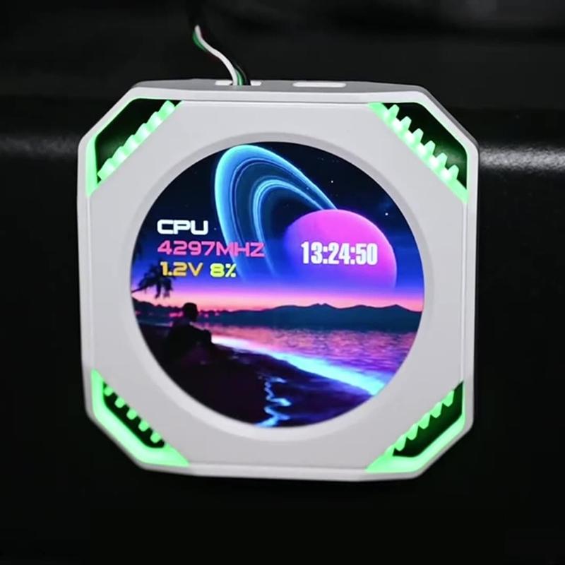 IPS Round Water Cooling Screen USB C Connecting Computer Temperature Monitors Dynamic 360°View for Customs PC Case