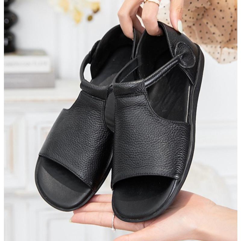 Sommer Leder Vintage Handgemachte Sandalen Flache Lederschuhe Sandalen mit offenen Zehen