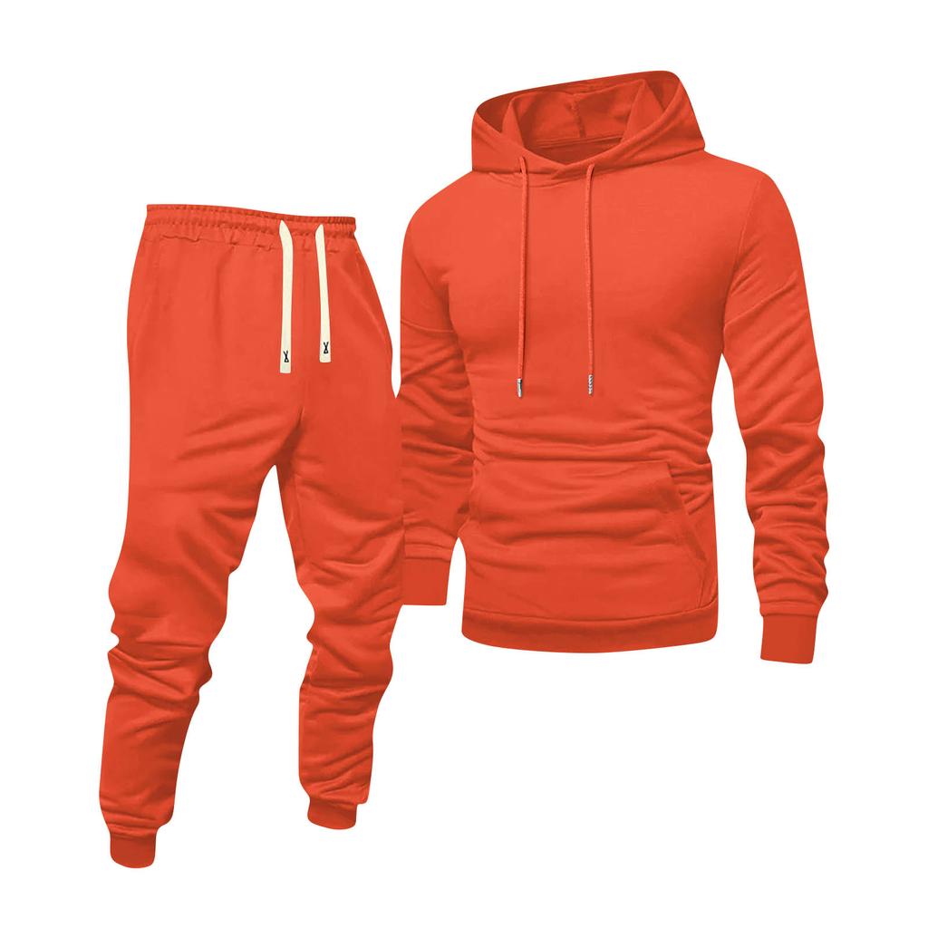 Men's Color Hooded Universal Versatile Hooded Sweatshirt Sweatpants Casual Sports Suit