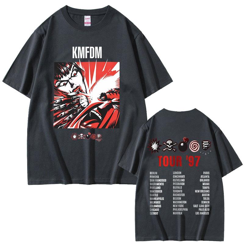 2025 Summer Rock Band Kmfdm Symbols Tour 97 Graphic Print Men Women Vintage Gothic Punk 100 Pure Cotton Printed Tshirt Y2k