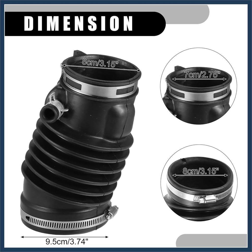 Luftfilter Ansaugschlauch Rohr mit Klemmen 17228-RDA-A00 - Auto Motorfilter Lufteinlasskanal Schlauch Rohr - für Acura TL 2007-2008 Gummi Schwarz - 1 Stück