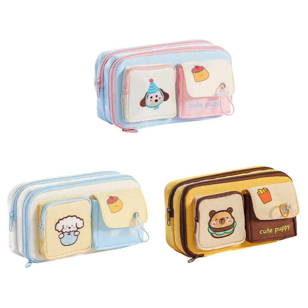 Cosmetics Card Storage Cartoon Pen Pencil Case Cartoon Embroidery Stationery Storage Bag Men Women