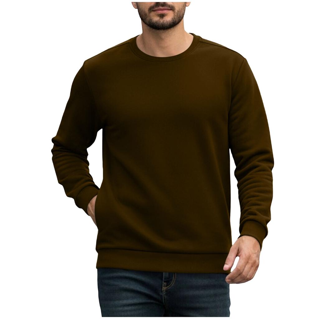 Men's Fleece Crew Neck Sweatshirt Casual Long Sleeve Pullover Winter Thick Warm Hoodie Jacket