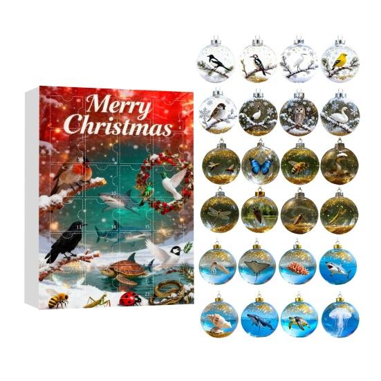 

Advent Calendar 2025 24-Day Christmas Countdown Calendar with 24 Animal Ornaments Rustic 2D Acrylic Animal Hanging Decoration for Home Party Decor H