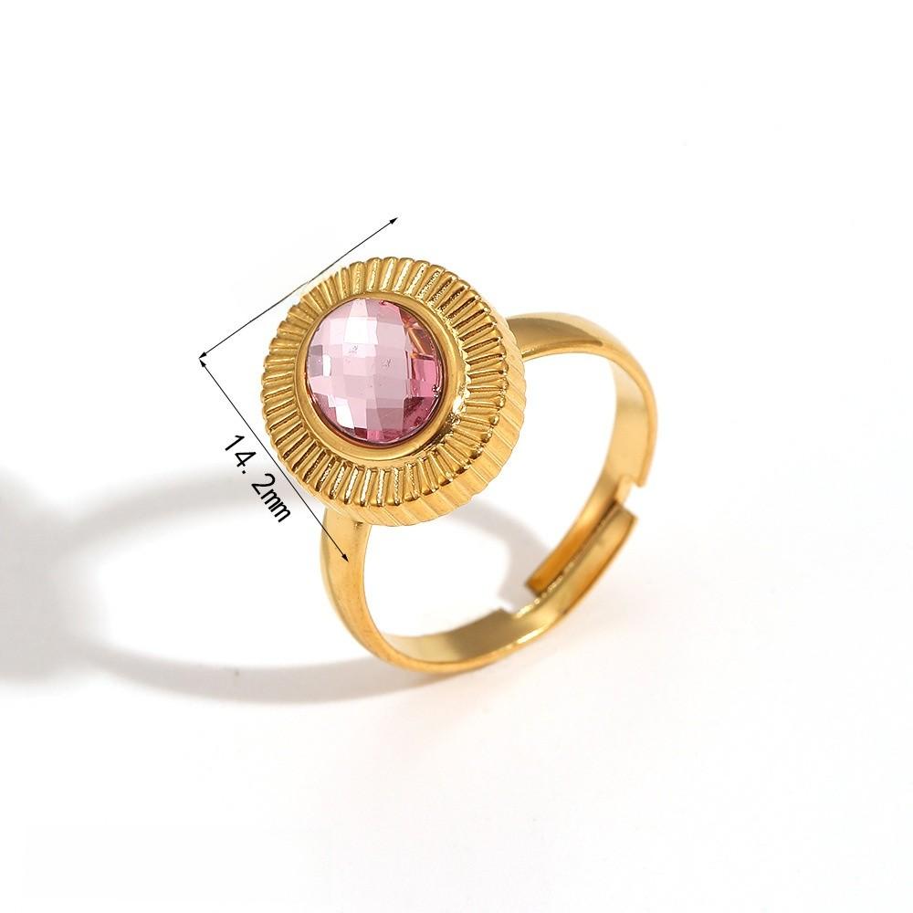 Geometric Titanium Steel Ring For Women With Zircon Stone Elegant Fashion Jewelry