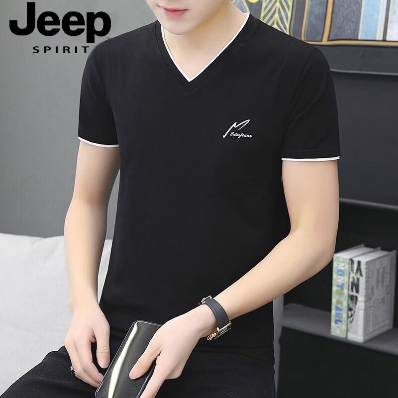 JEEP SPIRIT Men s Loose Fit Ice Silk V-Neck T-Shirt L