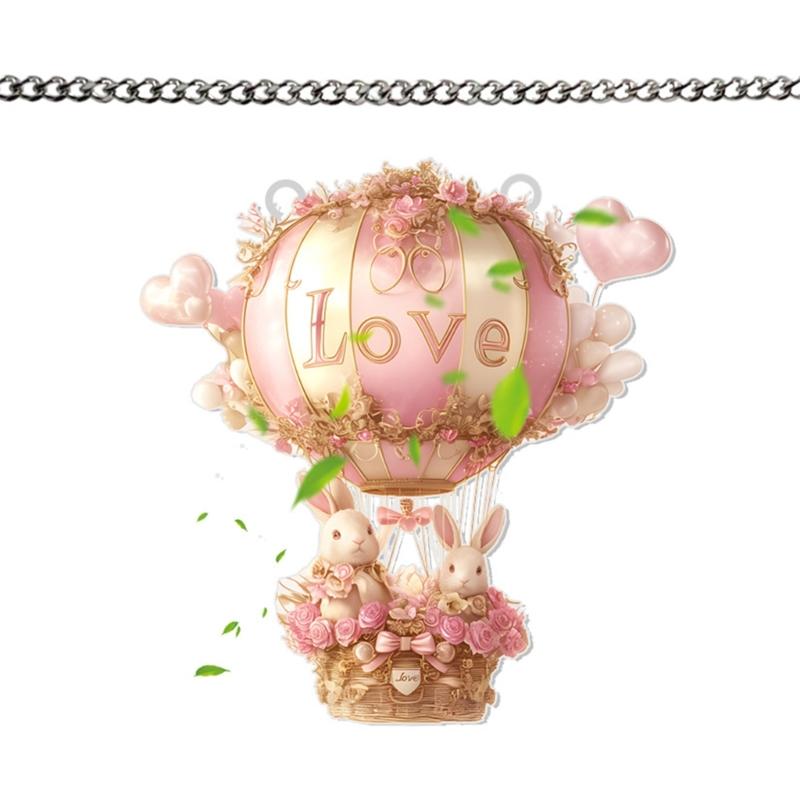 Stained Glass Love Rabbit Balloon Suncatchers Ornament for Window Decors Acrylic Window Hanging Decors Gift for Women
