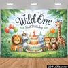 2D Flat Banner - 1st Birthday Background for Cartoon Animals 2d Flat Animal Birthday Background Featuring Lions Zebras