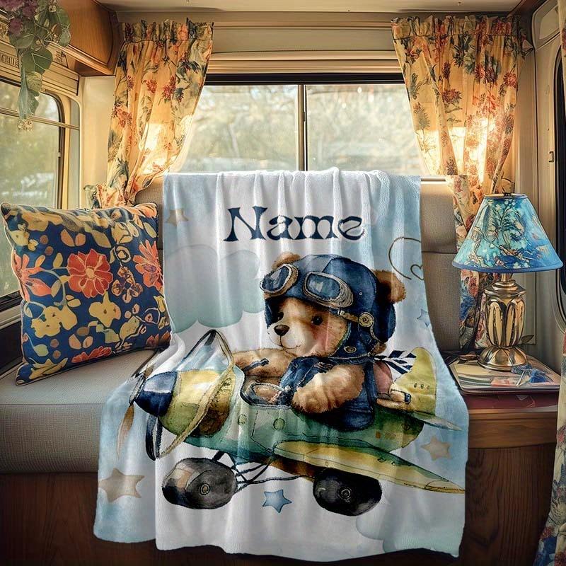 Fly A Plane Rv Customize Your Name Blanket Is Suitable For Rv Camping Traveling Rv Home Soft And Warm Rv Interior Blanket Suitable For Gifts To