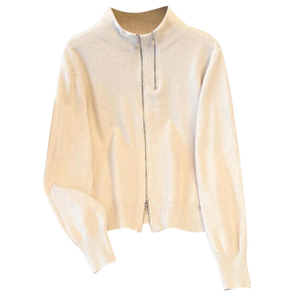 Stand Collar Long Sleeve Wool Knit Zipper Cardigan - Women's Thickened Winter 2026 High-End Top