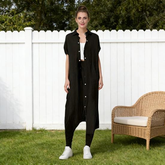 Chemise Femme Revers Manches Longues Boutons Patte de Boutonnage Hauts de Chemise avec Poches Couleur Unie Coupe Régulière Chemise Décontractée Travail Vie Quotidienne