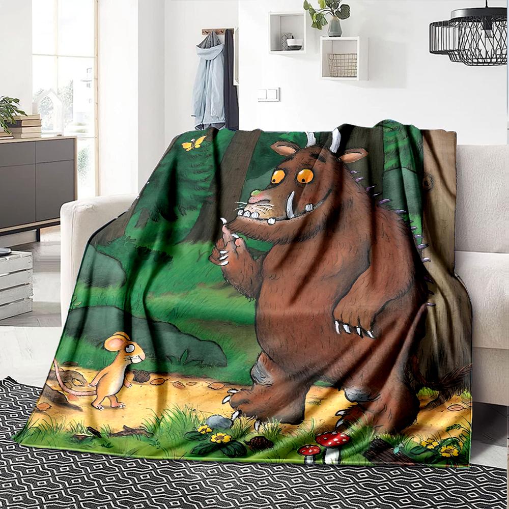 Coperta stampata a tema Il Gruffalò - Perfetta per divano, letto, viaggi e uso all'aperto | Lavabile in lavatrice, accogliente e resistente.