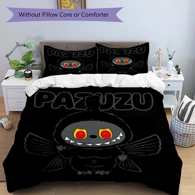 3pcs Duvet Cover Set (1*Duvet Cover + 2*Pillowcase, Without Core), Labubu Print Bedding Set, Bedroom Decor, All‑Season, Birthday Gift