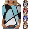 Women's Fashion Casual Temperament Irregular Striped Printed Seven-quarter Sleeve Top