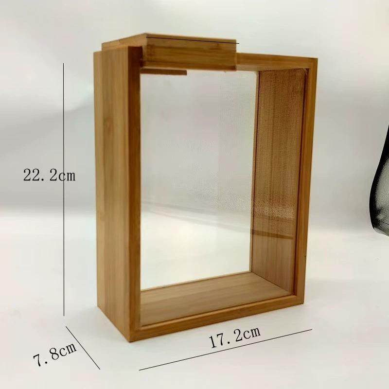 

New Household Kitchen Bamboo and Wood Sliding Grain Storage Box Wooden Food Storage Box Dispenser
