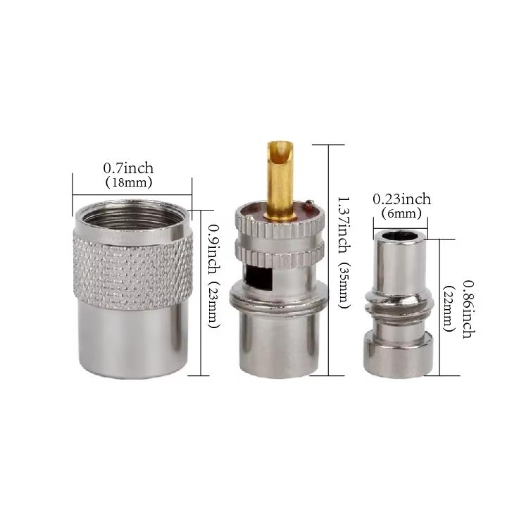 1/5/10PCS UHF PL-259 Male RF Connector 58mm Tail Hole Split Type for RG58 LMR-400 Coaxial Cable Antenna Wiring