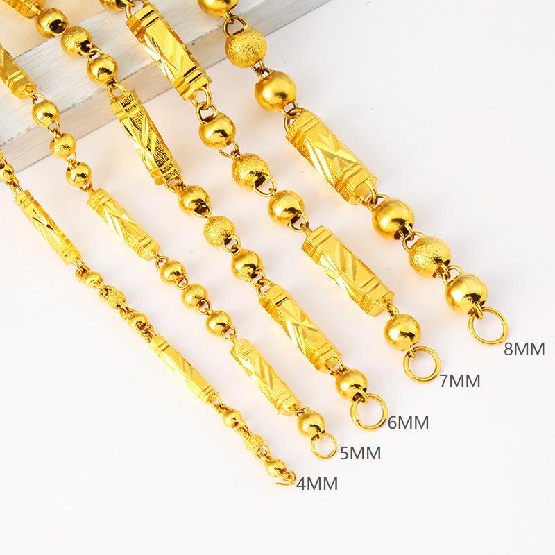Gold Necklace Men's Hexagonal Buddha Beads Boss Chain Does Not Fade for A Long Time Copper Alloy Necklace