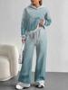 Flame splicing European and American autumn and winter casual long-sleeved suit women's hooded sweater trousers two-piece set