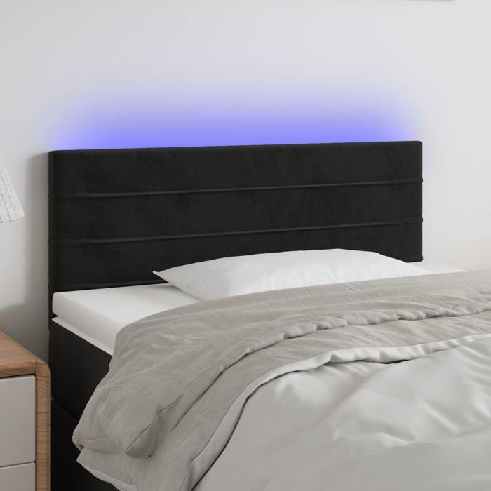 VidaXL Tête de Lit à LED Meuble de Chambre à Coucher Accessoire de Lit Simple Tête de Cadre de Lit Intérieur Noir 3121796