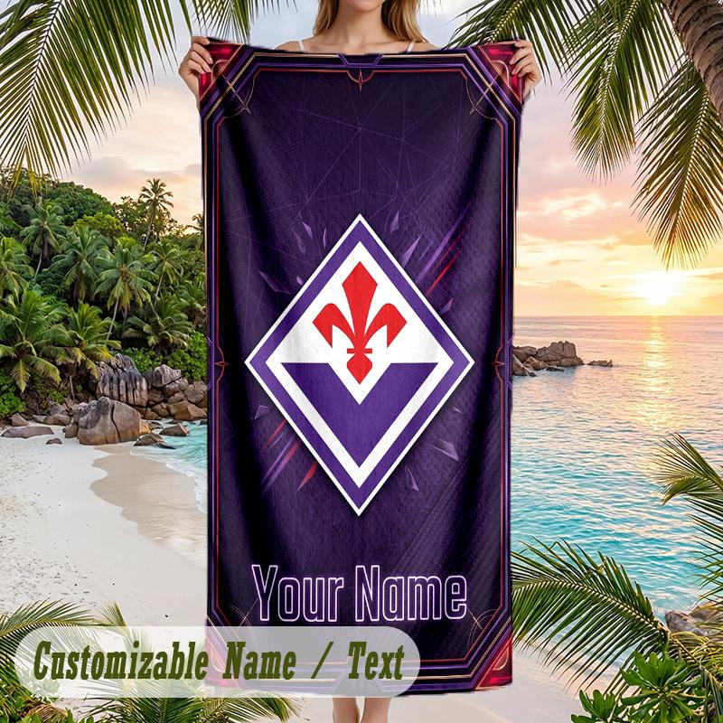 Beach Towel Fiorentina FC Print Custom Name Text Soft Towel for Swimming Pool