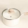 Pearl Metal HC-870 18cm Deep Saucepan with Ceramic Interior, IH and Gas Stove Compatible, Glass Lid Included, PFOA-Free, PTFE-Free, Metal Spatula