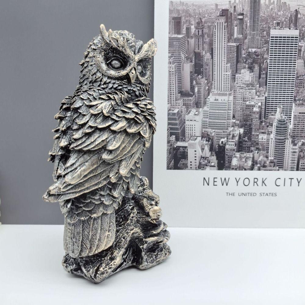 

Творческая скульптура животного птицы из смолы фигурки совы настольная статуэтка совы