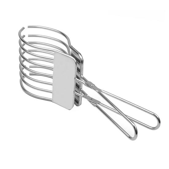 Beef Cutting Tongs Stainless Steel Food Slicer Meat Slicing Tong Holder Easy Slicing Tool for BBQ Bread Vegetables Fruits