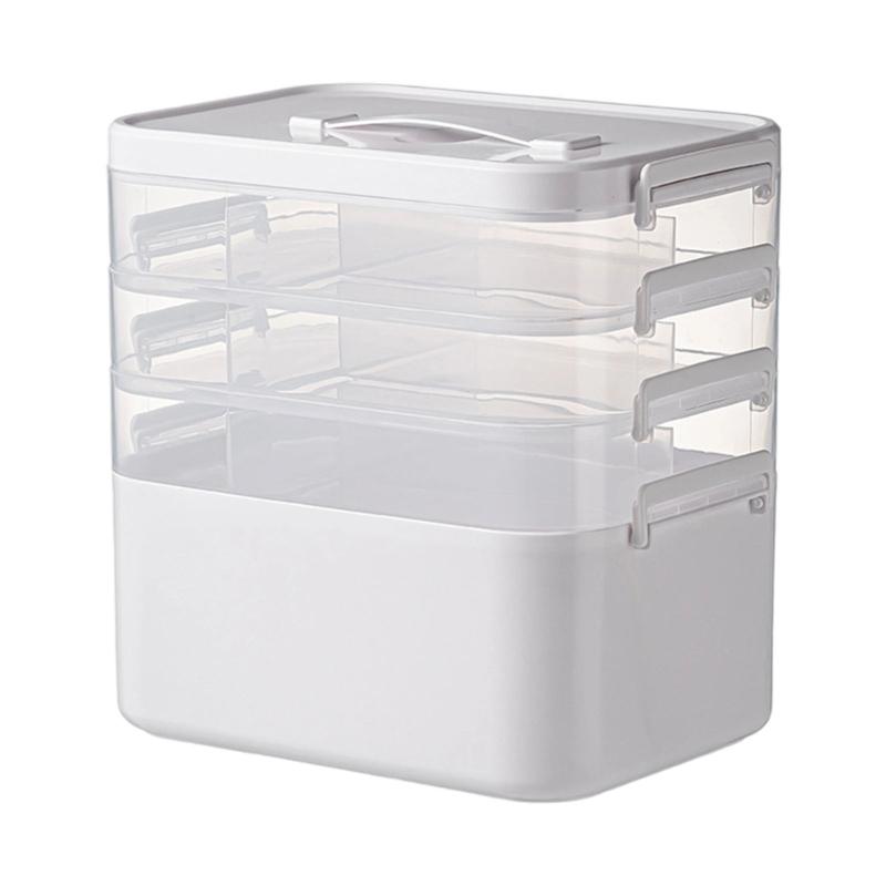 Multilayer Medicines Organizers Box With Clear Lid Large Capacity Portable Storage For Household Emergency Use