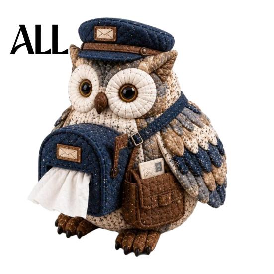 Decorative Tissue Box Cover DIY Kit, Owl Shape, Soft Textures Patchwork Handmade Fabric Craft Kit Sewing for Handicraft Enthusiast Beginners Cozy Home