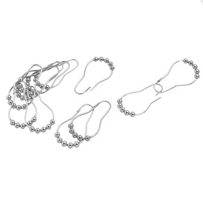 12pcs Cucurbit Shaped Metal Shower Curtain Rings Plated Roller Ball Hooks (Silver) Shower Curtain Hooks
