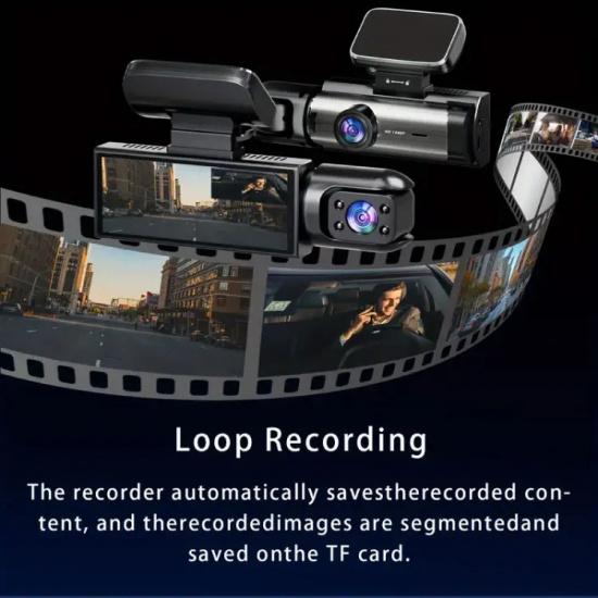 3.16inch IPS 1080P Dash Cam Car Dvr Dual Lens Front Inside Wide Angle IR Night Vision Video Recorder
