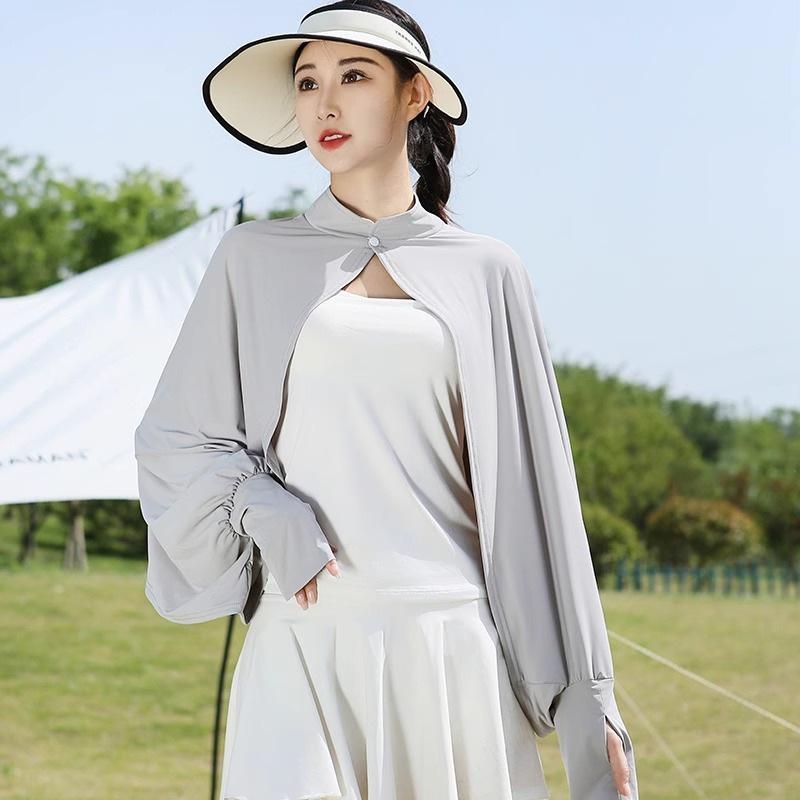 Women's Summer Sunshade Ice Silk Shawl Cape with Breathable Loose Sleeves