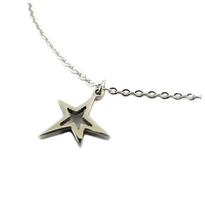 [P8056] - Steel Necklace 'A Star Is Born' Silver - 10x10 Mm