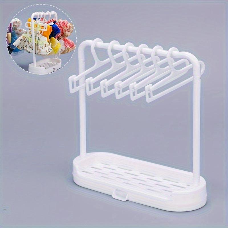 Labubu and Doll Clothes Storage Rack, 1 Hanger + 5 Hangers, Labubu and Doll Display Rack Suitable for 17cm Doll Clothes