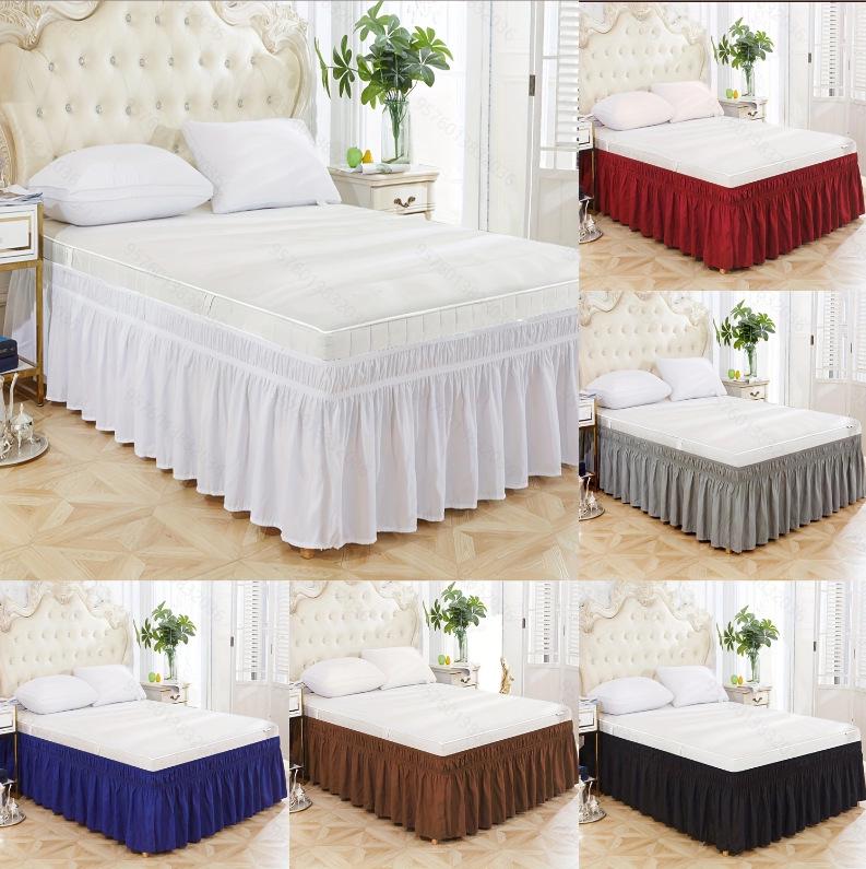 Elastic Solid Color European and American Style Bed Skirt