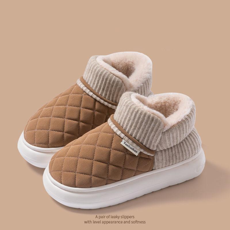 Zimní teplé bavlněné boty se silnou protiskluzovou podrážkou s fleecovým vakem a bavlněnými pantoflemi pro venkovní nošení