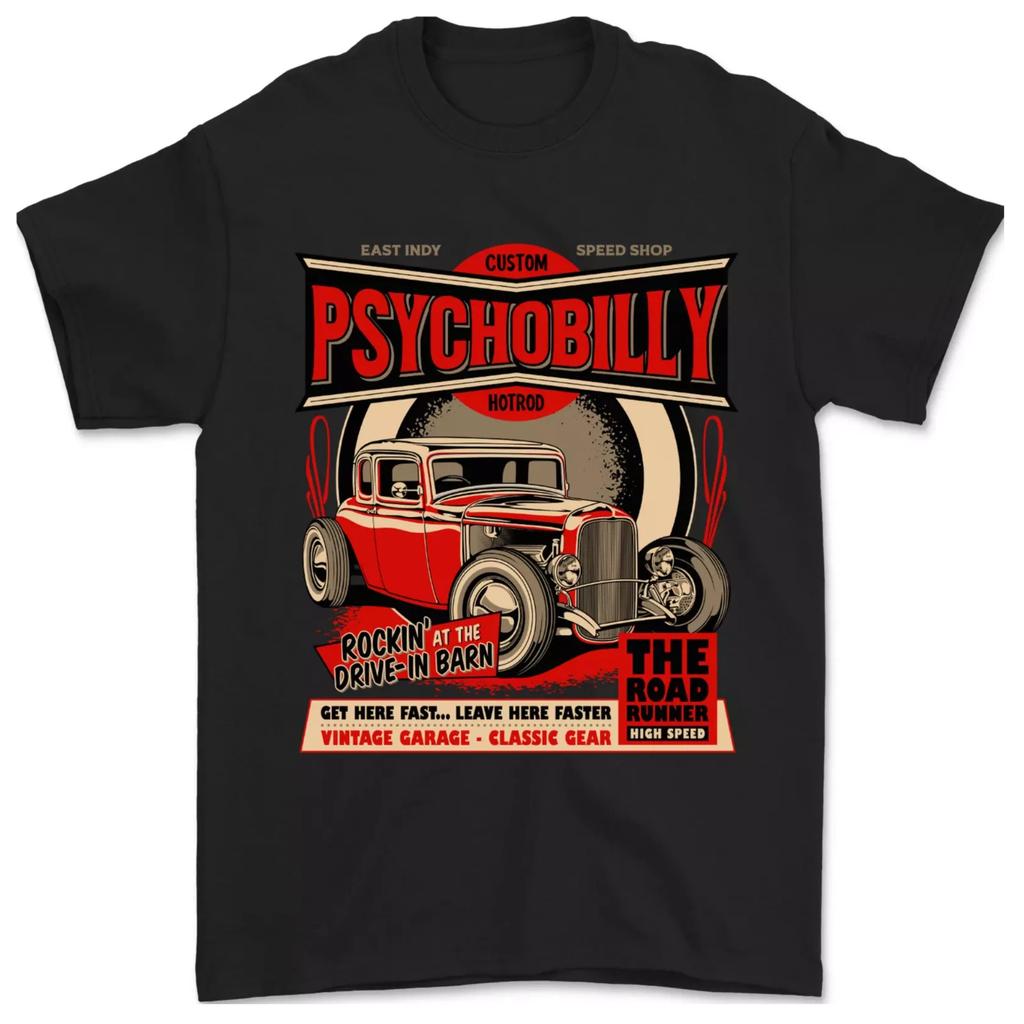 100% bavlna TOPY UNISEX TRIČKA PÁNSKÁ DÁMSKÁ Psychobilly Custom Hot Rod Tričko