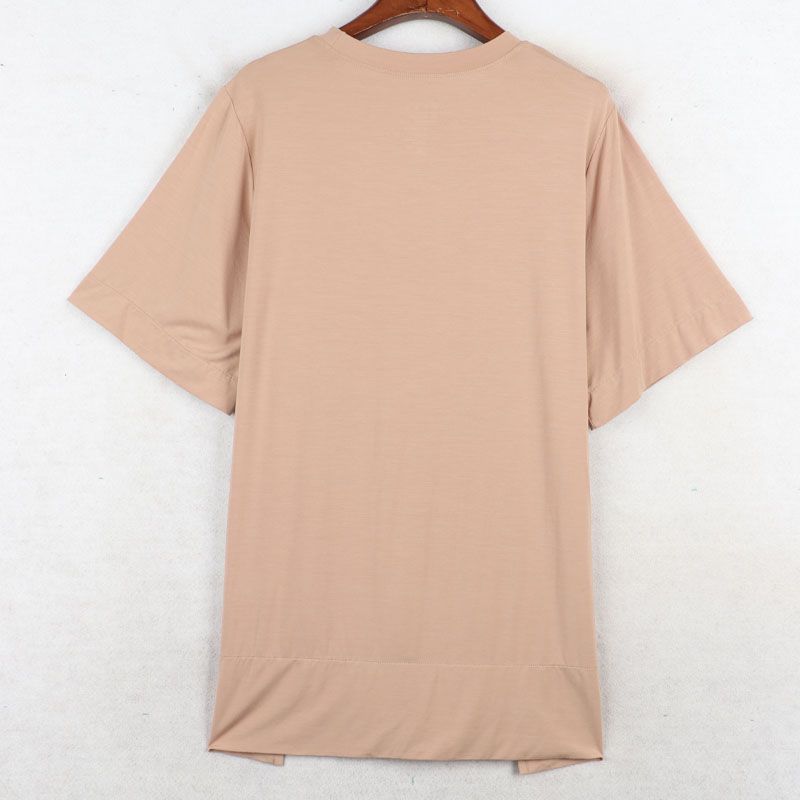 Sunshine House Summer New Arrival Export European and American Women's Clothing Round Neck Front Short Back Long Thin Modal T-shirt Short Sleeve