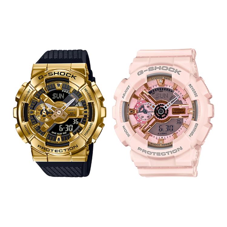 CASIO Unisex Pair Table Series Gold Watch GM-110G-1A9+GMA-S110MP-4A1ER
