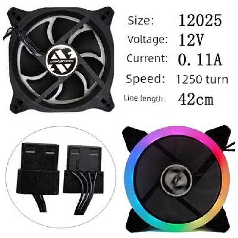 

12025 Desktop Computer Host Water Cooling Fan 12cm Ultra-Quiet RGB Colorful Automatic Luminous Chassis Fan Big 4D Halo colorful