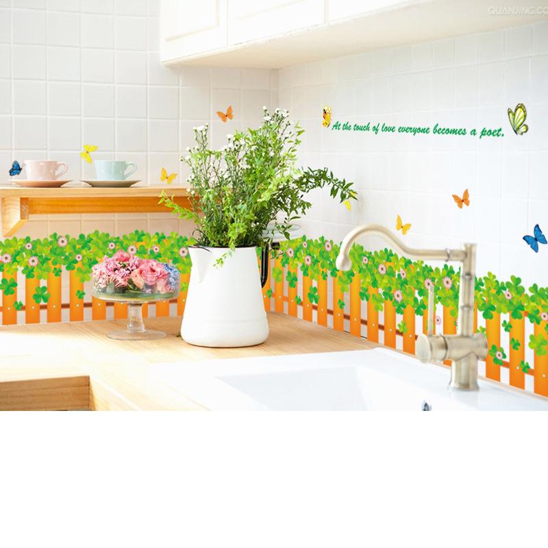 Clover Fence Design Skirting Board Wall Sticker for Bedroom Living Room Corner Entrance TV Glass Window Home Decoration