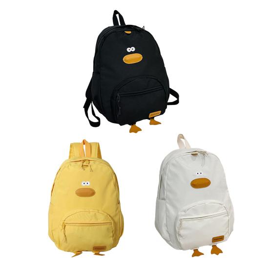 Cute Duck Backpack Teens Nylon School Bag Large Capacity Duck Daypack with Adjustable Strap for Students Travel Daily Outing Street