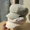 New British retro plaid Hong Kong style octagonal hat children's spring versatile face painter hat fashion cap