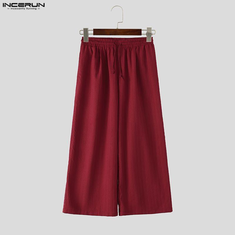 INCERUN Mens Two Piece Outfits Hoodie Cropped Pullover and Wide Leg Pants Drawstring Sets