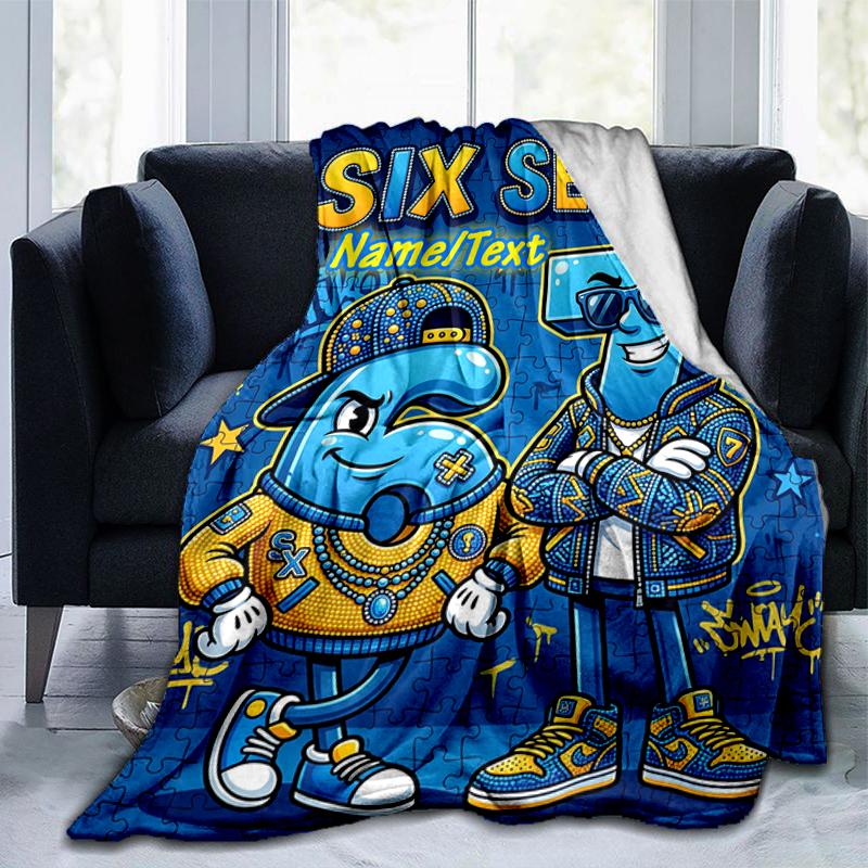 1PC Custom Name "Six Seven Urban Characters" Flannel Blanket Versatile,all-season Throw Suitable for the Living Room,bedroom,camping,travel,and Gift